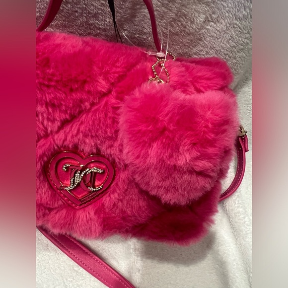 Juicy Couture “Let’s Get Cozy” Crossbody Bag | Pink Flash Faux Fur Purse | NWT - Picture 11 of 12